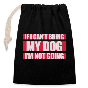 Citation Apportez mon chien - Sac cadeau en coton avec cordon (14 x 20 cm) - noir - Devant