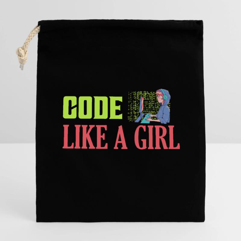 Code Like A Girl Programmer Coding Verschließbarer Geschenkbeutel aus Baumwolle (14x20cm)