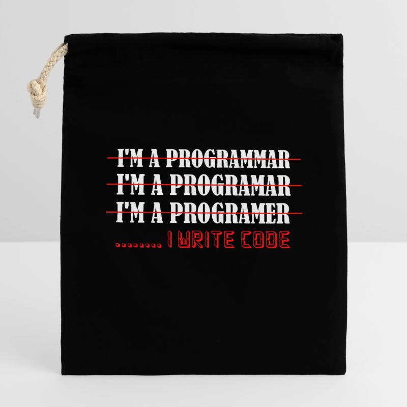 I'm A Programmar ........ I Write Code Software Co Closable cotton gift bag (14x20cm)
