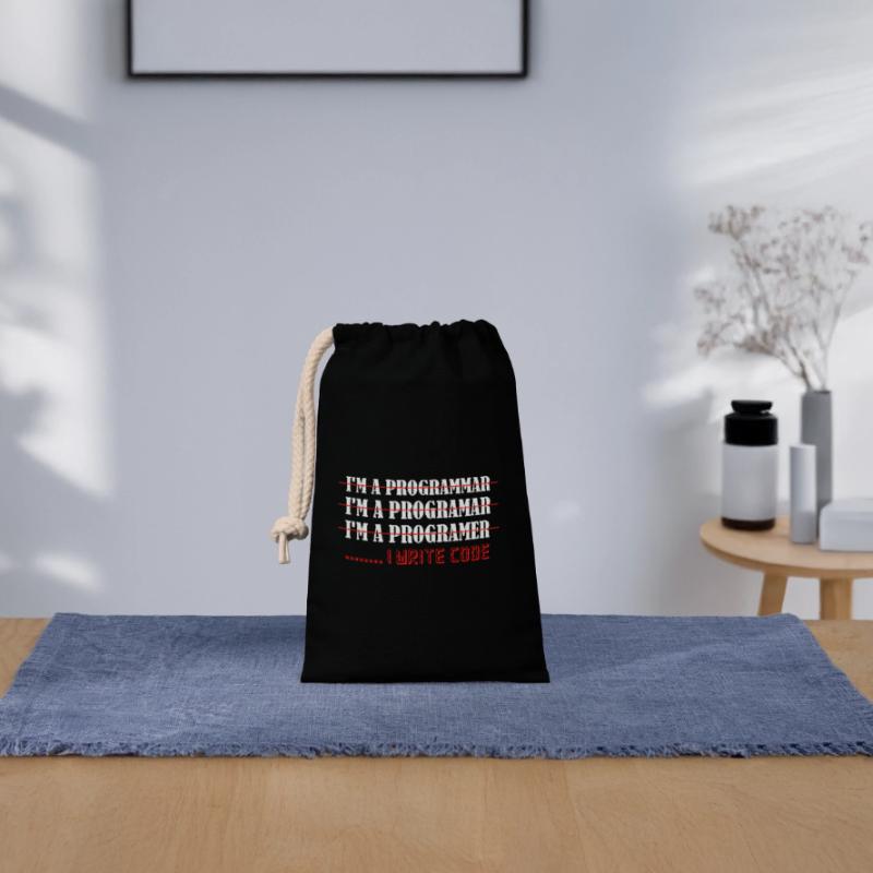 I'm A Programmar ........ I Write Code Software Co Closable cotton gift bag (14x20cm)