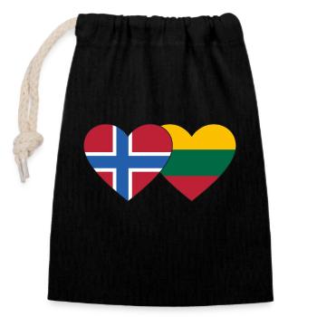 Norway Lithuania Flag Heart - Closable cotton gift bag (14x20cm) - black - Front