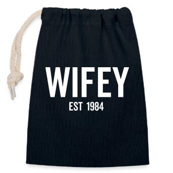 Wifey Est 1984 - Verschließbarer Geschenkbeutel aus Baumwolle (14x20cm) - Navy - Vorne
