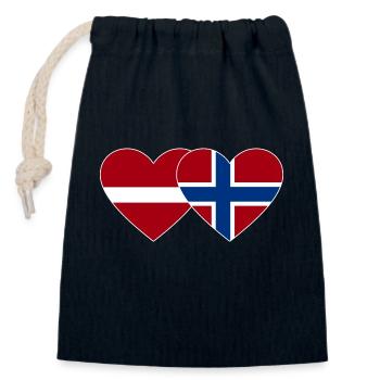 Latvia Norway Flag Heart - Closable cotton gift bag (14x20cm) - navy - Front