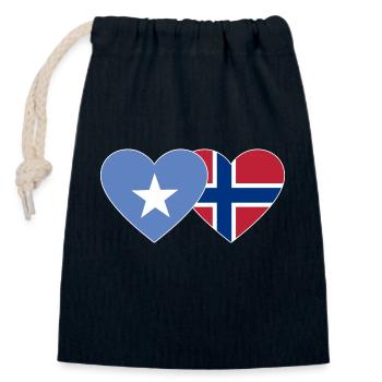 Somalia Norwegen Flagge Herz - Verschließbarer Geschenkbeutel aus Baumwolle (14x20cm) - Navy - Vorne