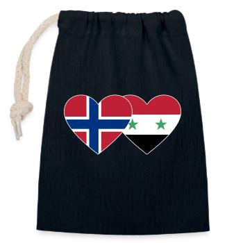 Norvège Syrie Flag Heart - Sac cadeau en coton avec cordon (14 x 20 cm) - bleu marine - Devant