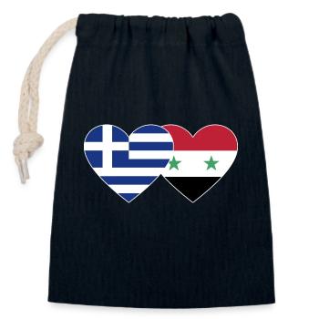 Grèce Syrie Flag Heart - Sac cadeau en coton avec cordon (14 x 20 cm) - bleu marine - Devant