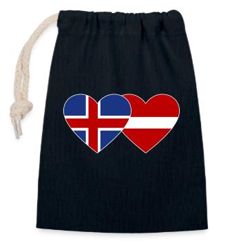 Iceland Latvia Flag Heart - Closable cotton gift bag (14x20cm) - navy - Front