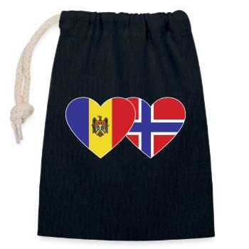 Moldawien Norwegen Flagge Herz - Verschließbarer Geschenkbeutel aus Baumwolle (14x20cm) - Navy - Vorne