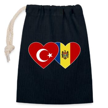 Türkei Moldawien Flagge Herz - Verschließbarer Geschenkbeutel aus Baumwolle (14x20cm) - Navy - Vorne