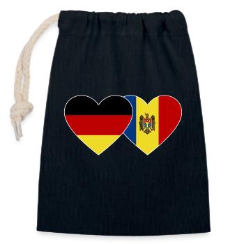 Deutschland Moldau Flagge Herz - Verschließbarer Geschenkbeutel aus Baumwolle (14x20cm) - Navy - Vorne