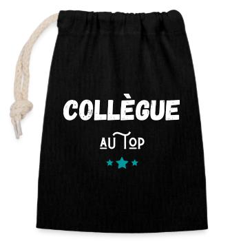 collègue au top idée cadeau - Sac cadeau en coton avec cordon (14 x 20 cm) - noir - Devant