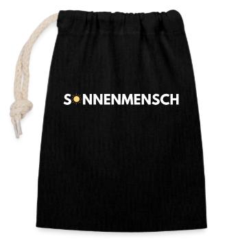 Gute Laune Sonnenmensch - Verschließbarer Geschenkbeutel aus Baumwolle (14x20cm) - Schwarz - Vorne