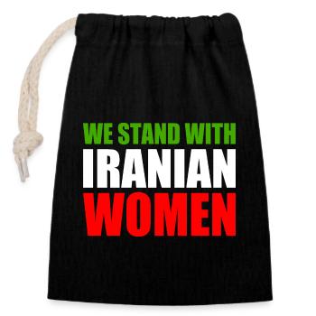 We stand with iranian women - Verschließbarer Geschenkbeutel aus Baumwolle (14x20cm) - Schwarz - Vorne