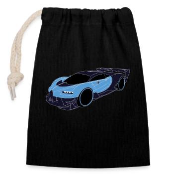 Voiture de sport Buga - Sac cadeau en coton avec cordon (14 x 20 cm) - noir - Devant