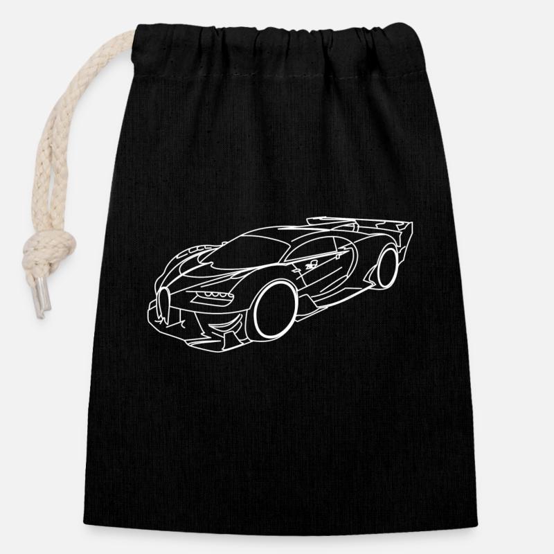 Buga sports car - Closable cotton gift bag (14x20cm) - black