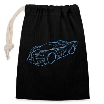 Voiture de sport Buga - Sac cadeau en coton avec cordon (14 x 20 cm) - noir - Devant