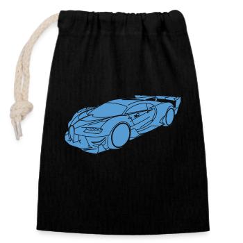Voiture de sport Buga - Sac cadeau en coton avec cordon (14 x 20 cm) - noir - Devant