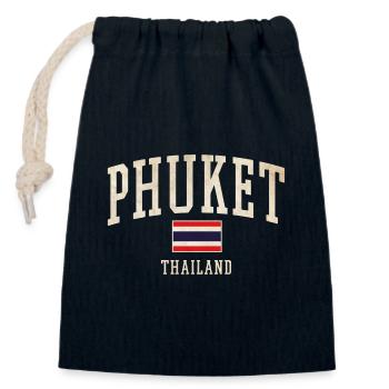 Phuket Thailand Vintage Logo - Closable cotton gift bag (14x20cm) - navy - Front