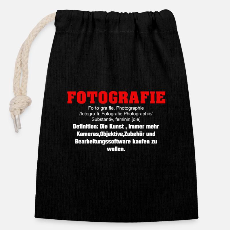 Fotografie - Verschließbarer Geschenkbeutel aus Baumwolle (14x20cm) - Schwarz