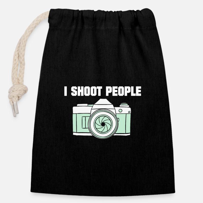 I Shoot People - Closable cotton gift bag (14x20cm) - black