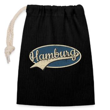 Hamburg Deutschland Vintage Typografie - Verschließbarer Geschenkbeutel aus Baumwolle (14x20cm) - Schwarz - Vorne