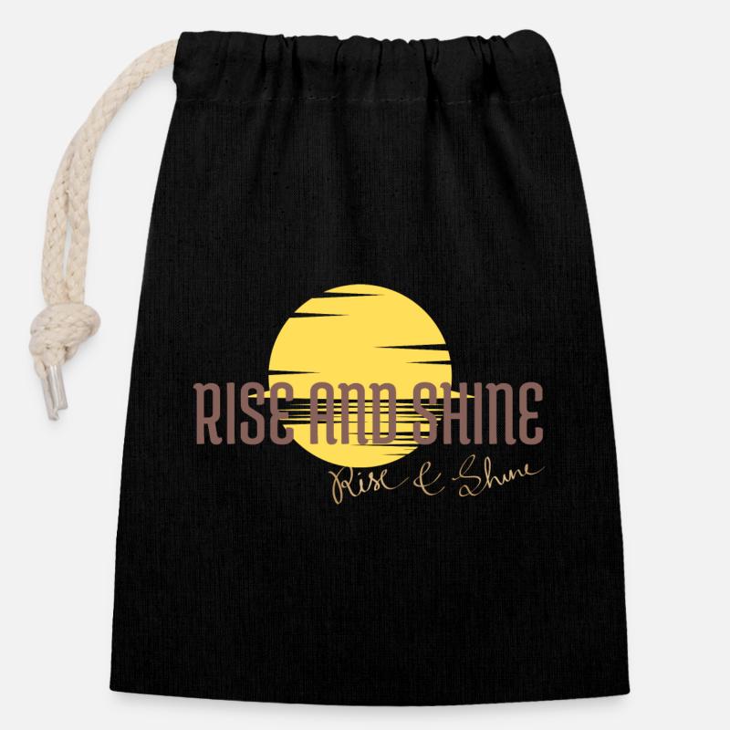 Rise and Shine - Sac cadeau en coton avec cordon (14 x 20 cm) - noir
