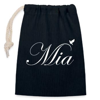 Mia beau nom Blanc - Sac cadeau en coton avec cordon (14 x 20 cm) - bleu marine - Devant