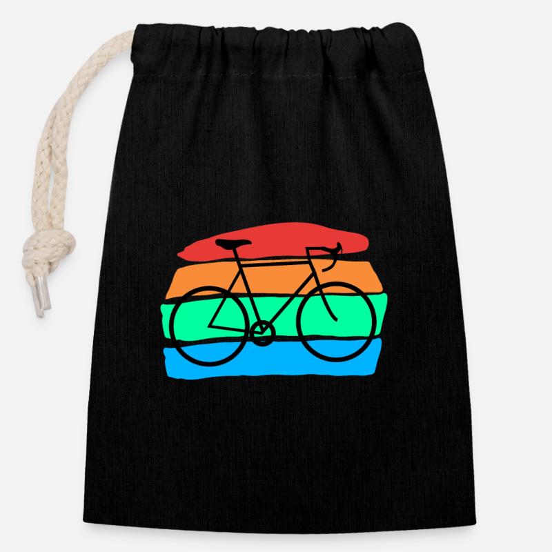 Bicycle - Closable cotton gift bag (14x20cm) - black