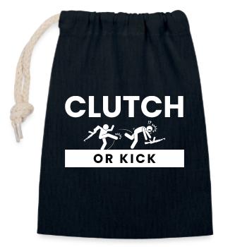 Embrayage ou coup de pied - Sac cadeau en coton avec cordon (14 x 20 cm) - bleu marine - Devant