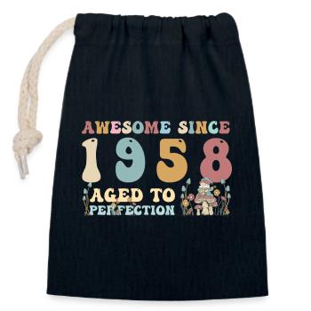 Génial depuis 1958 - 65e anniversaire - 2023 Groovy - Sac cadeau en coton avec cordon (14 x 20 cm) - bleu marine - Devant
