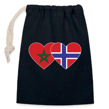 Marokko Norwegen Flagge Herz - Verschließbarer Geschenkbeutel aus Baumwolle (14x20cm) - Navy - Vorne