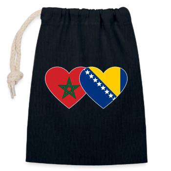 Marokko Bosnien Flagge Herz - Verschließbarer Geschenkbeutel aus Baumwolle (14x20cm) - Navy - Vorne