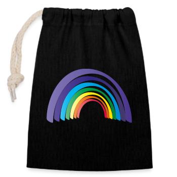 Regenbogen - Verschließbarer Geschenkbeutel aus Baumwolle (14x20cm) - Schwarz - Vorne