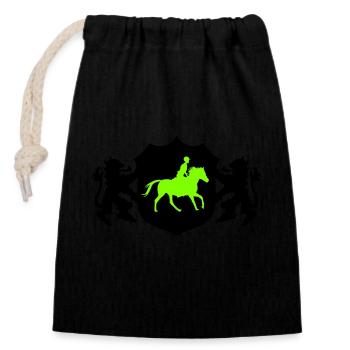 Reiten - Verschließbarer Geschenkbeutel aus Baumwolle (14x20cm) - Schwarz - Vorne