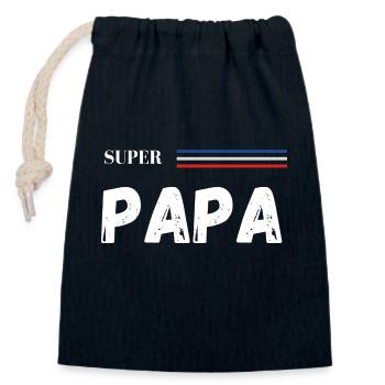 super papa - t-shirt assorti - Sac cadeau en coton avec cordon (14 x 20 cm) - bleu marine - Devant