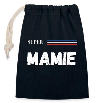 super mamie - t-shirt assorti - Sac cadeau en coton avec cordon (14 x 20 cm) - bleu marine - Devant