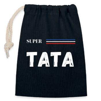 super tata - t-shirt assorti - Sac cadeau en coton avec cordon (14 x 20 cm) - bleu marine - Devant