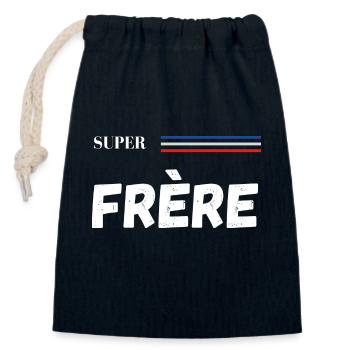 super frère - t-shirt assorti - Sac cadeau en coton avec cordon (14 x 20 cm) - bleu marine - Devant