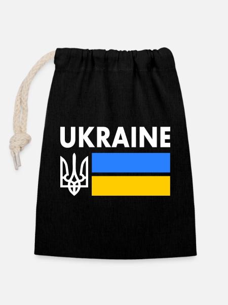 Ukraine - Verschließbarer Geschenkbeutel aus Baumwolle (14x20cm) - Schwarz