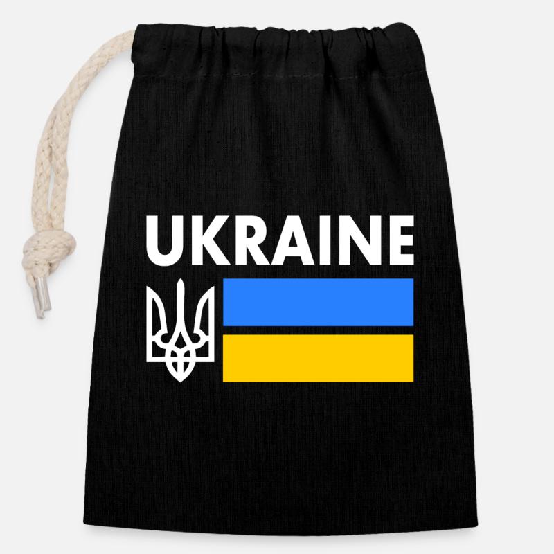 Ukraine - Verschließbarer Geschenkbeutel aus Baumwolle (14x20cm) - Schwarz
