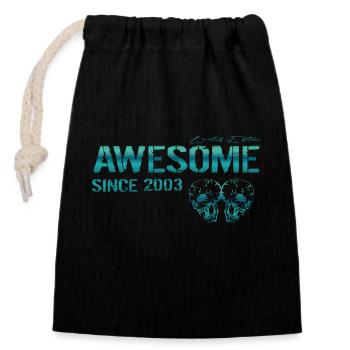 Awesome since 2003 Gift - Closable cotton gift bag (14x20cm) - black - Front