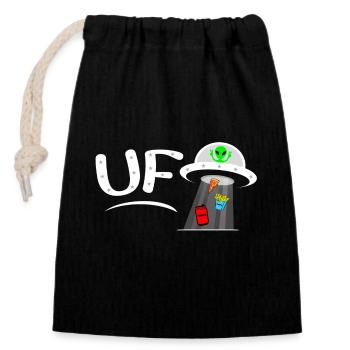 OVNI 🖤💙 et univers - Sac cadeau en coton avec cordon (14 x 20 cm) - noir - Devant