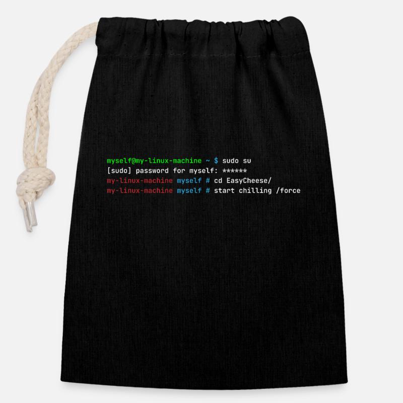 start chilling /force - funny linux T-Shirt - Verschließbarer Geschenkbeutel aus Baumwolle (14x20cm) - Schwarz