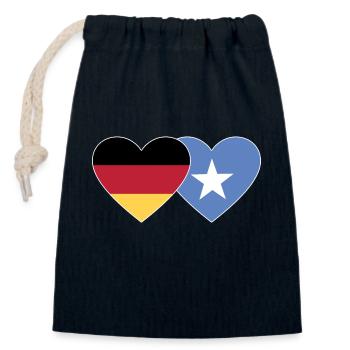 Deutschland Somalia Flagge Herz - Verschließbarer Geschenkbeutel aus Baumwolle (14x20cm) - Navy - Vorne
