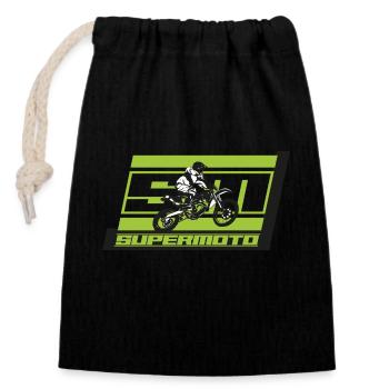 SM SUPER MOTO - Verschließbarer Geschenkbeutel aus Baumwolle (14x20cm) - Schwarz - Vorne