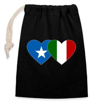 Somalia Italien Flagge Herz - Verschließbarer Geschenkbeutel aus Baumwolle (14x20cm) - Schwarz - Vorne