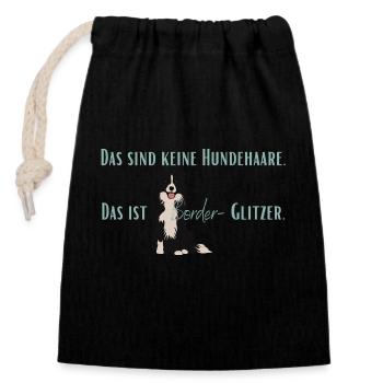 Keine Hundehaare, Border-Glitzer! - Verschließbarer Geschenkbeutel aus Baumwolle (14x20cm) - Schwarz - Vorne