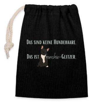 Keine Hundehaare, Franchie-Glitzer! - Verschließbarer Geschenkbeutel aus Baumwolle (14x20cm) - Schwarz - Vorne