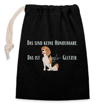 Kein Hundehaar, Beagle-Glitzer! - Verschließbarer Geschenkbeutel aus Baumwolle (14x20cm) - Schwarz - Vorne