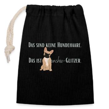 Keine Hundehaare, Franchie-Glitzer! - Verschließbarer Geschenkbeutel aus Baumwolle (14x20cm) - Schwarz - Vorne